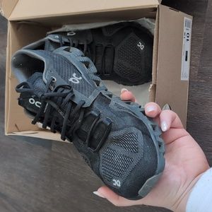 Women's ON Cloud X running shoe, black, size 10